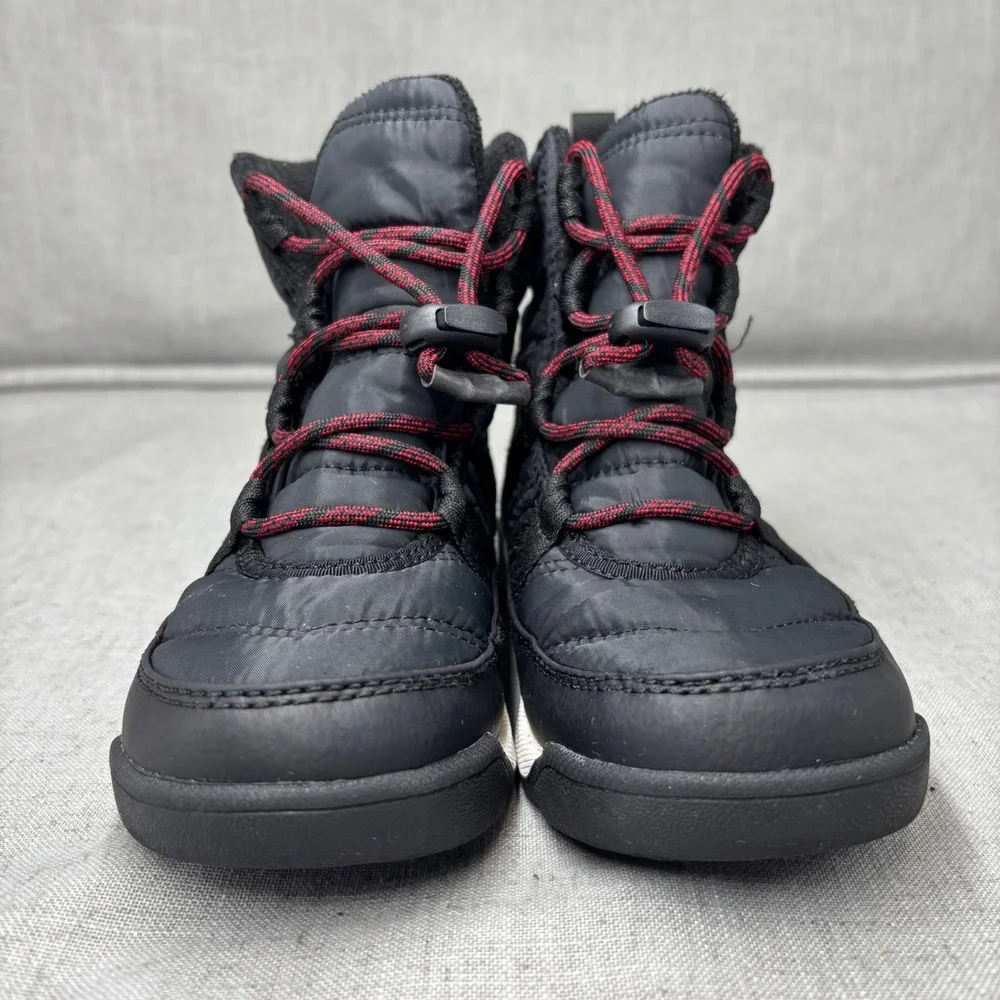 Sorel Whitney II Short Lace Boots Black Red Waterproof Snow Winter Kids Size 1